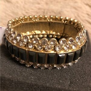Gold and Black Intricate Stone Bracelet
